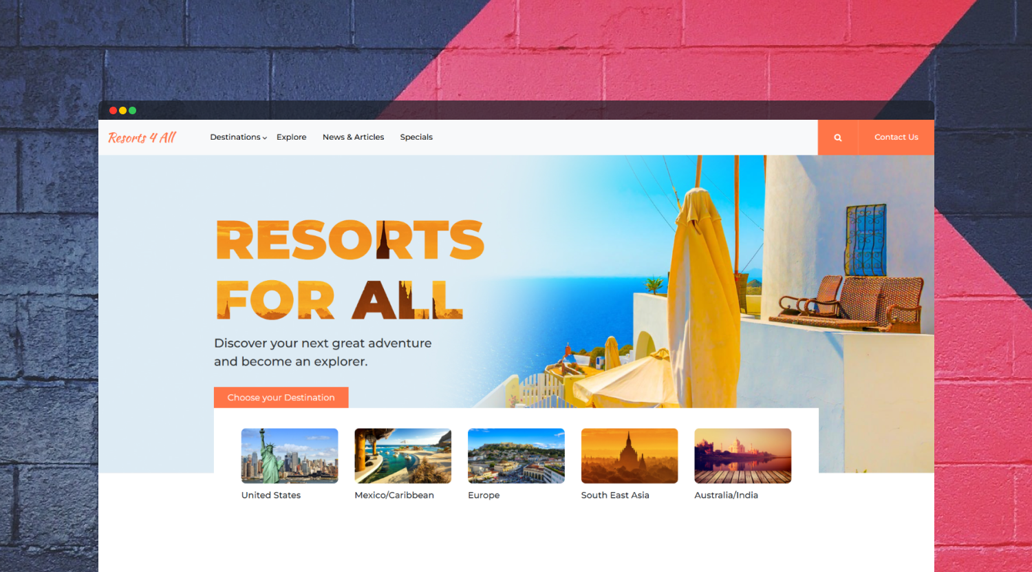 A web portal to explore and book Premium resorts at discounted prices